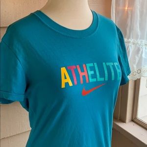NIKE Cotton Dri-Fit Fitted Athletic TShirt Rainbow
